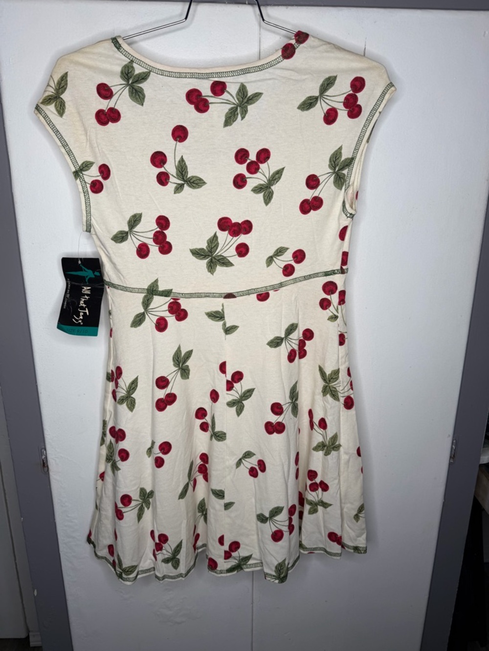 all that jazz baby doll dress vintage size 9/10 Cherry Print pinup retro NWT - Picture 8 of 11